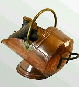 Classic copper coal bucket with polished surface and durable structure designed for <b>both</b> functional use and decorative display - Product Image 1