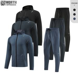 Conjunto de chándal de invierno de dos piezas personalizado sólido para hombre transpirable 100% algodón ajuste holgado cintura elástica ropa de calle informal camiseta - Product Image 4