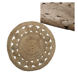 Vente chaude Conception Personnalisée Jute Organique Forme Ronde Tapis Brodé À La Main Jute Tapis Ensemble Utilisation pour Salon Et Chambre - Product Image 5