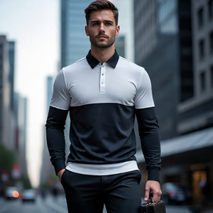 Polo de sublimación de manga larga para hombre, ropa de calle, Polo de moda para hombre, ropa de Fitness para correr, Polo estampado para hombre - Product Image 2