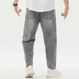 Pantalon de jogging décontracté en toile pour homme, coupe droite, taille mi-haute, haute qualité, avec logo personnalisé et braguette boutonnée colorée sur le devant - Product Image 3