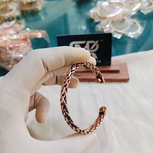 Braided Chain Style Traditional Copper <b>Bangle</b> Adjustable Open Cuff Handmade Polished Lightweight Interwoven Design for Men Women - Product Image 3