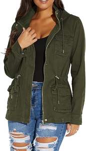 Chaquetas casuales de mujer con capucha Abrigos de bombardero ligeros de manga larga con bolsillos - Product Image 3