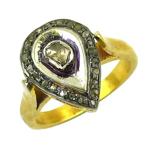 Anillo de Mujer con Baño de Oro de 14K, Forma de Pera, con Halo de Diamantes, Baño de Rodio y Vermeil en Platino - Product Image 3