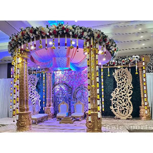 Salle de banquet de mariage classique du sud Triveni Mandap salle de fête de mariage intérieur Mandap décor gujarati mariage en bois FRP Mandap - Product Image 1