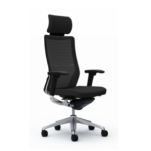 Chaise ergonomique Okamura Choral en maille avec appui-tête et accoudoirs réglables - Cadre chromé inclinable pour la maison, le bureau, l'hôpital, l'hôtel - Product Image 1