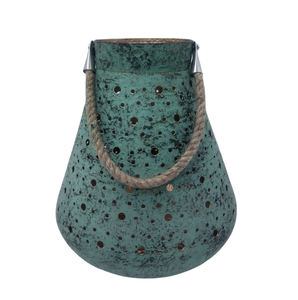 Linterna decorativa de hierro/yute con acabado de latón sucio para interiores y exteriores para decoración de bodas y Navidad - Product Image 1