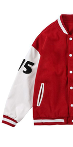 Veste universitaire de baseball pour hommes personnalisée col montant rouge noir couleur devant brodé sans quantité minimale de commande patchs de broderie en chenille personnalisés - Product Image 5