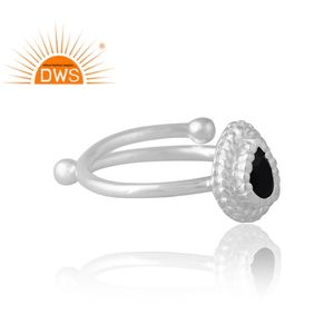 แหวนเงินแท้ 925 ดีไซน์ทันสมัย ประดับพลอยออนิกซ์สีดำธรรมชาติ สำหรับผู้หญิง เครื่องประดับสั่งทำพิเศษ ของขวัญสำหรับเธอ - Product Image 4