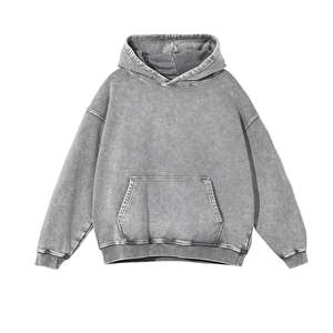 OEM Custom Men's <b>Zip</b>-<b>Up</b> <b>Hoodie</b> Oversized Heavyweight <b>Grey</b> Cotton SweatSuit Vintage Washed Sun Faded Luxury for Winter - Product Image 5
