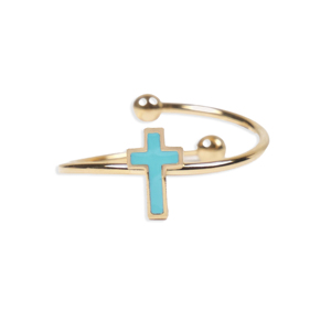 Cucocuca YFB R294 <b>Ring</b> Stainless Steel Enamel Gold Plated Cross Multicolor Size Adjustable Classic Style Daily Christian EU 48h - Product Image 3