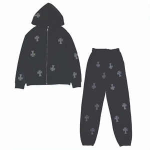 Survêtement pour homme en coton 100% respirant, design hivernal, strass, streetwear, entièrement personnalisable, service OEM - Product Image 1