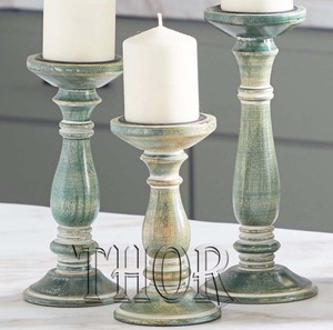 Vintage Ins Style Glass <b>Pillar</b> <b>Candles</b> Set of 3 Table Centerpiece for Wedding Birthday Candlelight Dinner Home Decorative Light - Product Image 2