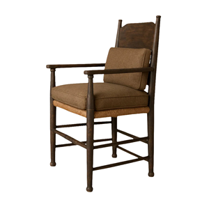 Solid Wood <b>Dining</b> <b>Arm</b> <b>Chair</b> <b>with</b> Upholstered Cushion, Woven Seat Detail, Classic Farmhouse Style for Home Cafe Restaurant - Product Image 2