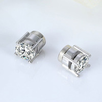 Boucles d'oreilles magnétiques classiques pour hommes en acier inoxydable avec zirconiums cubiques