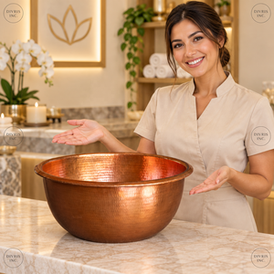 Fauteuil de pédicure en cuivre Divris, artisanal, système de jets sans tuyauterie, drainage manuel, fonction de massage par pétrissage pour salon de manucure et bien-être - Product Image 2