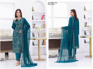 คอลเลกชัน ssumaira 2025ชุดซาลวาร์ผ้าชีฟองปักลายทางการ3ชิ้นสำหรับผู้หญิง-ฤดูหนาวแห้งเร็ว/ทุกฤดูกาล - Product Image 5