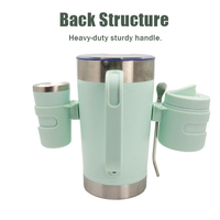 Carafe isotherme 2L avec logo personnalisé, compartiment à yerba, support latéral pour petite tasse, en acier inoxydable