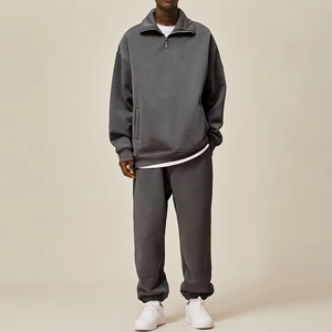 Logo personnalisé en gros été de haute qualité sweats col montant 1/4 fermeture éclair sweats à capuche entraînement hommes Joggers pantalons survêtement - Product Image 1