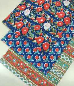 ผ้าฝ้ายบล็อกพิมพ์ด้วยมือทำด้วยมือผ้าฝ้าย100% บล็อกทำด้วยมือมรดก Jaipur แบบดั้งเดิมระบายอากาศได้พิมพ์ลาย - Product Image 1