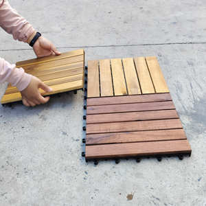 Azulejos de cubierta de madera de acacia al por mayor 6 listones cuadrados de 300x300mm para suelos de parquet al aire libre impermeables - Product Image 3