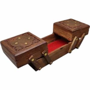 Boîtes de rangement vintage en bois de style indien avec un design sculpté de qualité pour la décoration intérieure Bijoux en forme de rectangle directement d'Inde - Product Image 3