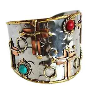 Bracelet manchette élégant en laiton argenté pour femmes édition limitée vêtements quotidiens mode prix de gros DESIRE ART OVERSEAS DAO-796 IGI - Product Image 1