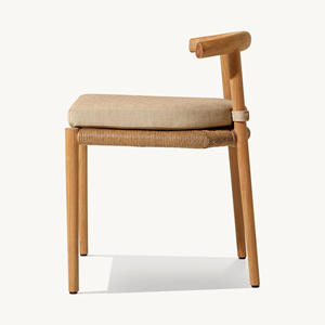 Chaise de salle à manger moderne de haute qualité Cadre en bois de teck massif avec siège en rotin synthétique tissé et coussin inclus - Product Image 5