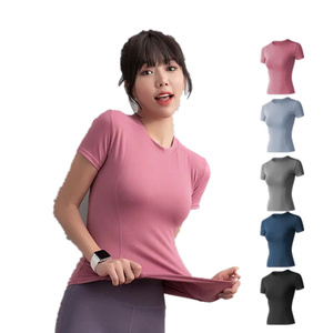 เสื้อยืดผู้ชายเสื้อยืดกีฬาแห้งเร็วยืดหยุ่นสูงสำหรับผู้หญิงใส่เล่นโยคะฟิตเนสวิ่งฟิตเนส - Product Image 1