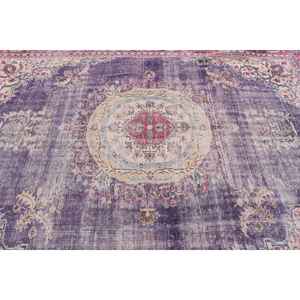 Alfombra turca de 8.1x10.3 pies, alfombra con diseño de plantas y árboles morados, de lana. - Product Image 5