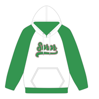 Sudadera con Capucha de Forro Polar con Mangas Raglán, Personalizada con Estampado Blanco 08, para Mujer, Estilo Sororidad Griega, Rosa y Verde, para Hermanas Universitarias, Elegante, para Invierno