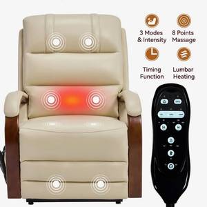 Sillón Reclinable Eléctrico con Masaje y Calefacción, Asiento de Salón Tapizado en Cuero Sintético, Silla Moderna para el Hogar - Product Image 1