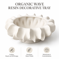 Bol décoratif en résine organique personnalisable, plateau à fruits abstrait moderne avec finition brillante, durable pour la table du salon