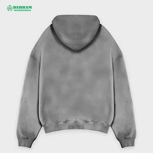 Sweat à capuche unisexe en molleton de coton respirant et à séchage rapide, avec fermeture éclair, design de logo personnalisé, style streetwear, pour l'hiver - Product Image 5