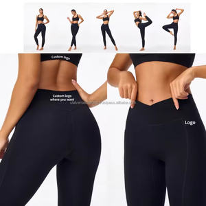 Logotipo personalizado de cintura alta para mujer gimnasio Fitness Yoga Scrunch Butt Leggings pantalones de levantamiento de cadera sin costuras con bolsillo - Product Image 1