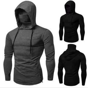 Sweat à capuche 100 % coton molletonné pour homme, motif uni, respirant, imperméable, coupe oversize, avec cache-visage intégré, 400 GSM - Product Image 4