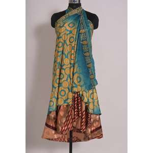 Gypsy Boho Silk Wrap Falda Reversible Falda de dos capas hecha a mano de Indian Vintage Saris - Product Image 5