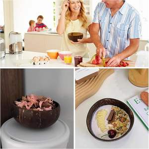 Bols en coquille de noix de coco | Petits bols en bois poli |   Bol à manger artisanal naturel |   Vaisselle durable en gros - Product Image 3