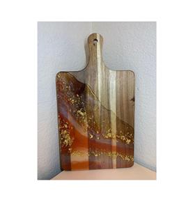 Artistic epoxy resin wood chopping board with live edge acacia wood blend stylish resin wooden cutting board for bread and meat - Product Image 3