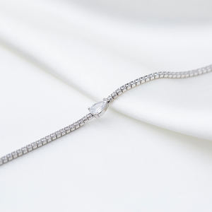 Pear Drop <b>Charm</b> Dainty Tennis <b>Bracelet</b> Turkish Handcrafted Wholesale 925 <b>Sterling</b> <b>Silver</b> Jewelry - Product Image 3