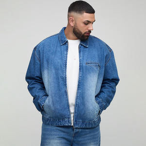 Ensemble de vestes en jean décontracté pour hommes Hip Hop Vintage High Street Logo personnalisé impression Match couleur délavé Denim 220 grammes poids du tissu - Product Image 1