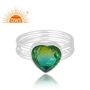 แหวนพลอยควอตซ์สองด้านทำจากโครเมียมชีวภาพทำจากเงินแท้925ได้รับความนิยมออกแบบมาใหม่เป็นของขวัญสำหรับผู้หญิง - Product Image 3