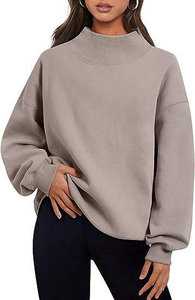 Sudadera de cuello redondo cálida de invierno para mujer con logotipo personalizado de alta calidad, suéter liso, sudaderas con capucha, sudadera con hombros caídos - Product Image 6