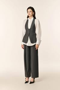 Elegant <b>Women</b> V Neck Single Breasted <b>Waistcoat</b> Office Pants Formal Business Vintage Set <b>Black</b> in Vietnam OEM ODM services - Product Image 5