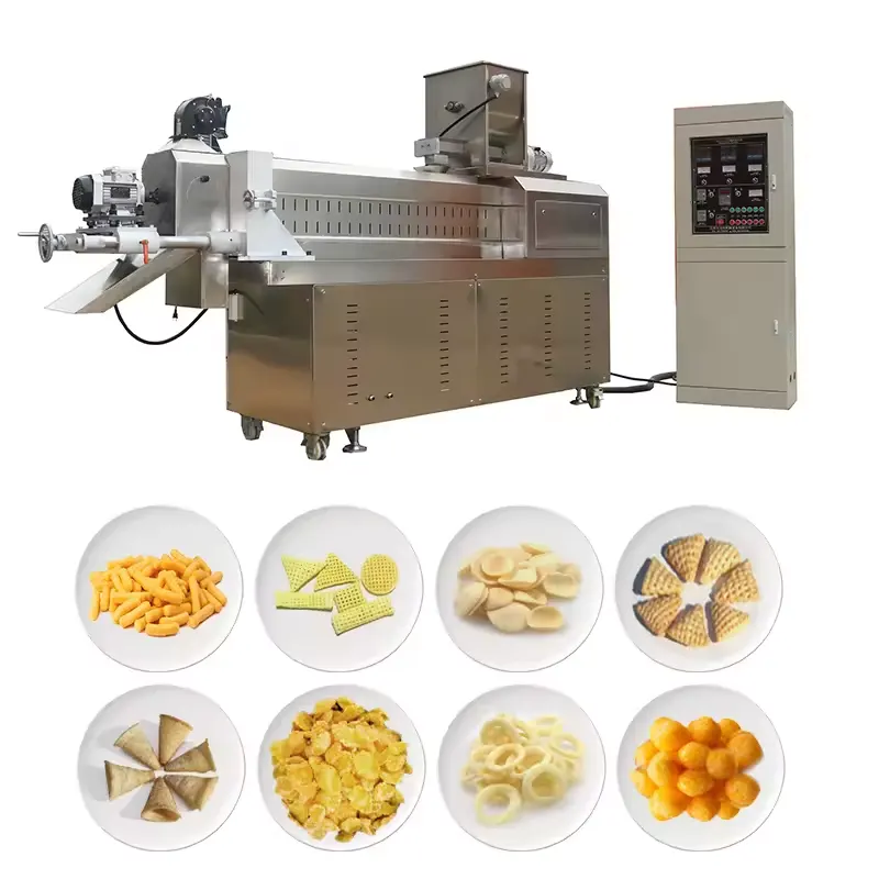 Automatische Gebakken Knapperige Bugels Chips Maïs Bugel Tarwemeel Sala Snacks Voedsel Extruder Machine