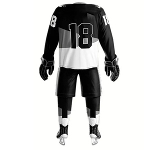 Ropa de equipo personalizada, suministro de fábrica, calidad superior, sublimación, uniformes de hockey sobre hielo, uniforme de hockey sobre hielo en blanco y negro - Product Image 2