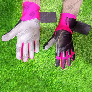 Gants de frappeur de baseball en cuir sur mesure de qualité supérieure manchette longue avec combinaison de couleur noir gris jaune - Product Image 6