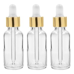 ขวดแก้วใสทรงกลมขนาด 30 มล. พร้อมหลอดหยดแก้วสีทอง สำหรับน้ำมัน ชุด 3 ชิ้น - Product Image 5