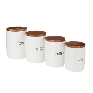 Boîte de stockage de cuisine avec couvercle en bois d'acacia pour la cuisine en métal galvanisé - Product Image 1