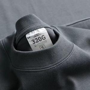 Vente en gros Chemise de sport pour homme en coton 320 g/m² de haute qualité Logo personnalisé T-shirt d'été coupe carrée surdimensionné en tricot uni lourd - Product Image 2